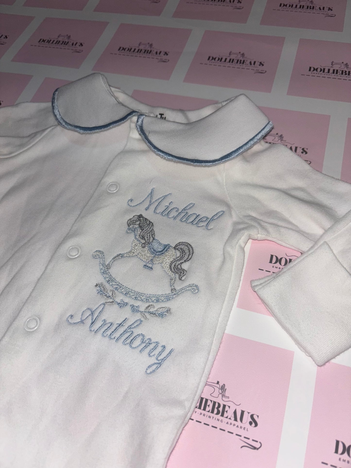 Rocking Horse Collared Babygrow Sets