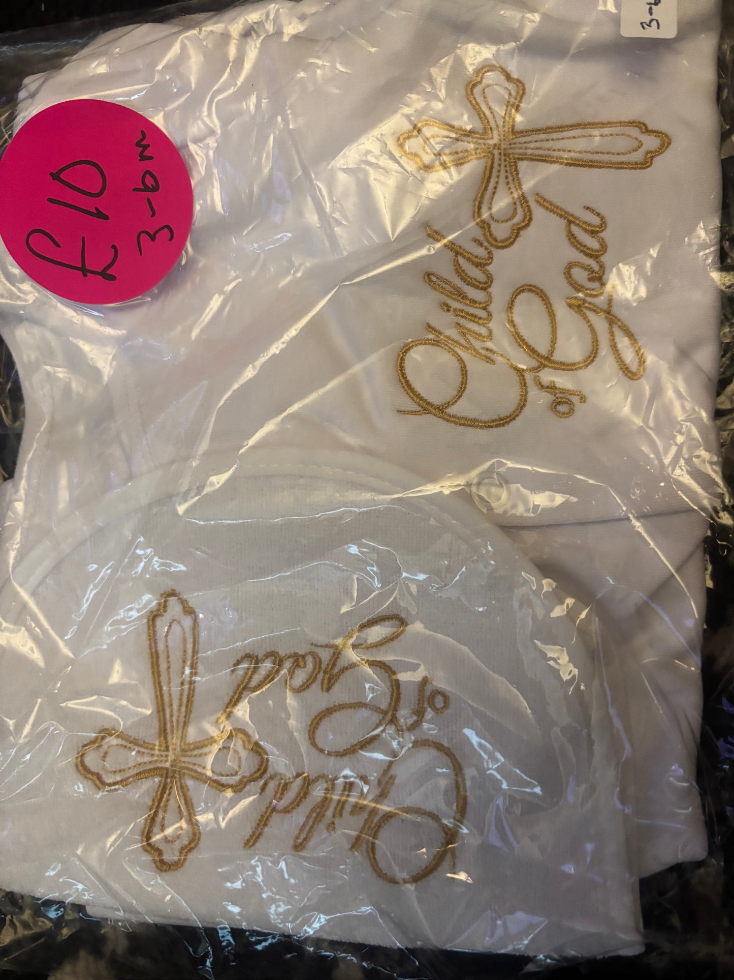 Child of god babygrow & bib set 3-6m
