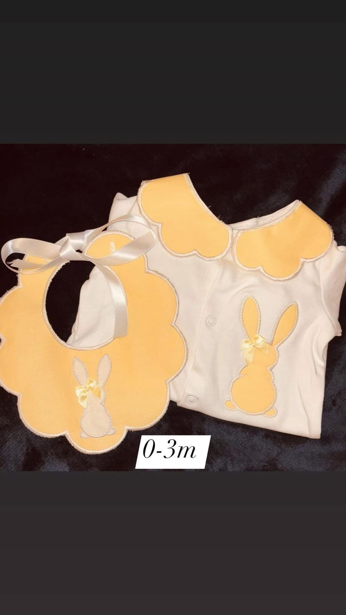 Lemon Bunny Collared Grow & Handmade Bib - 0-3m