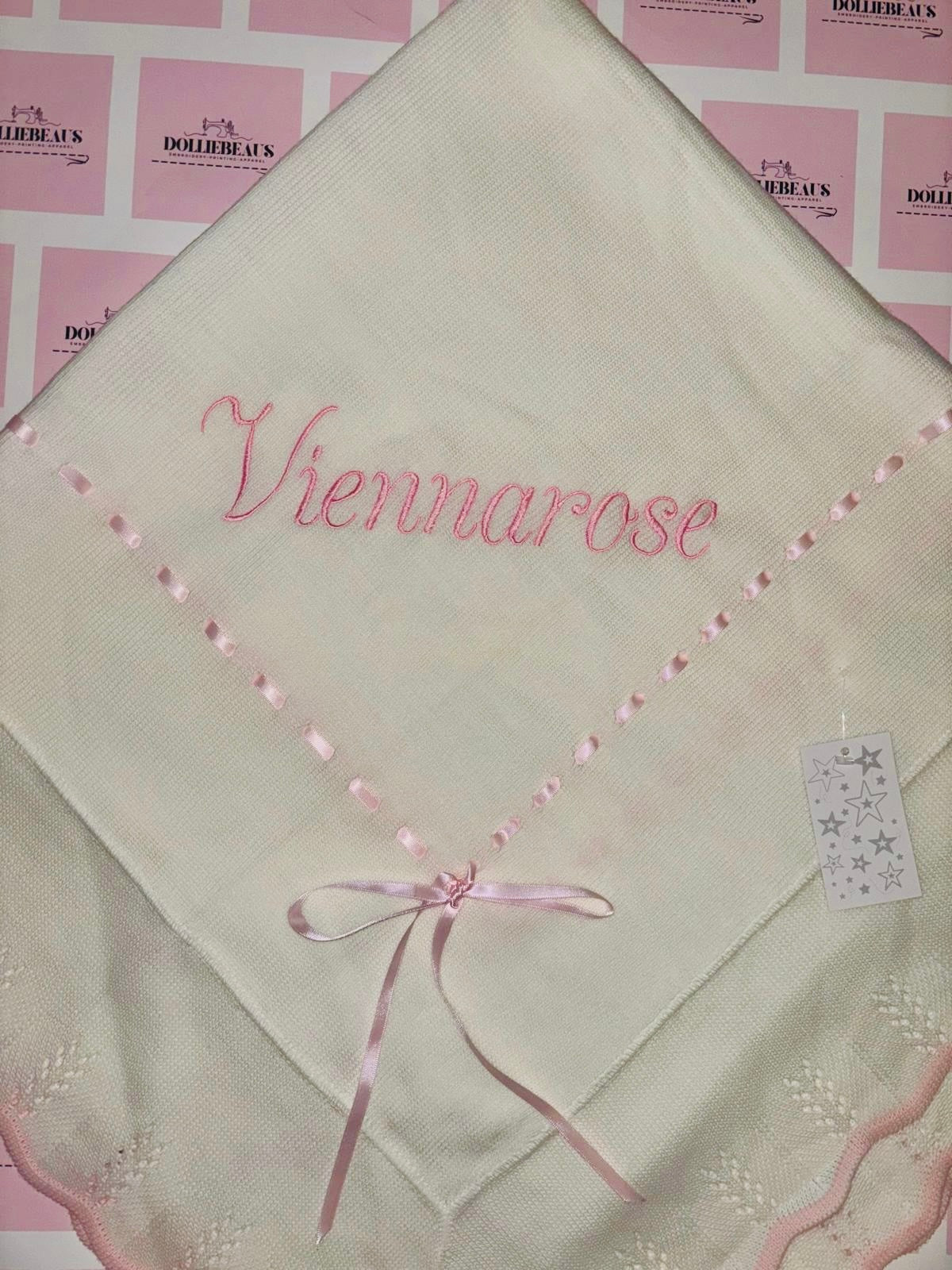 Personalised Pink Ribbon Edged Shawl