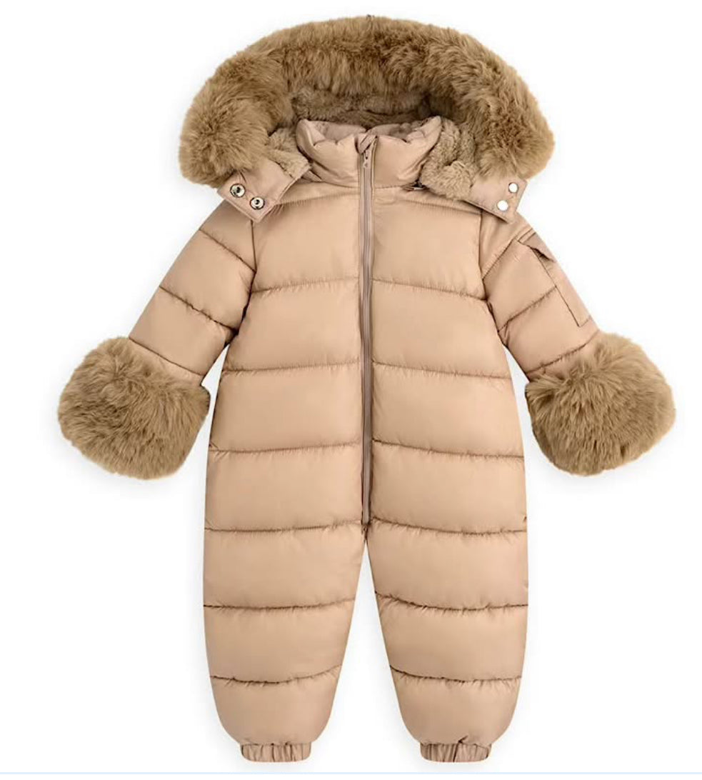 Unisex Faux Fur Hooded Snowsuit