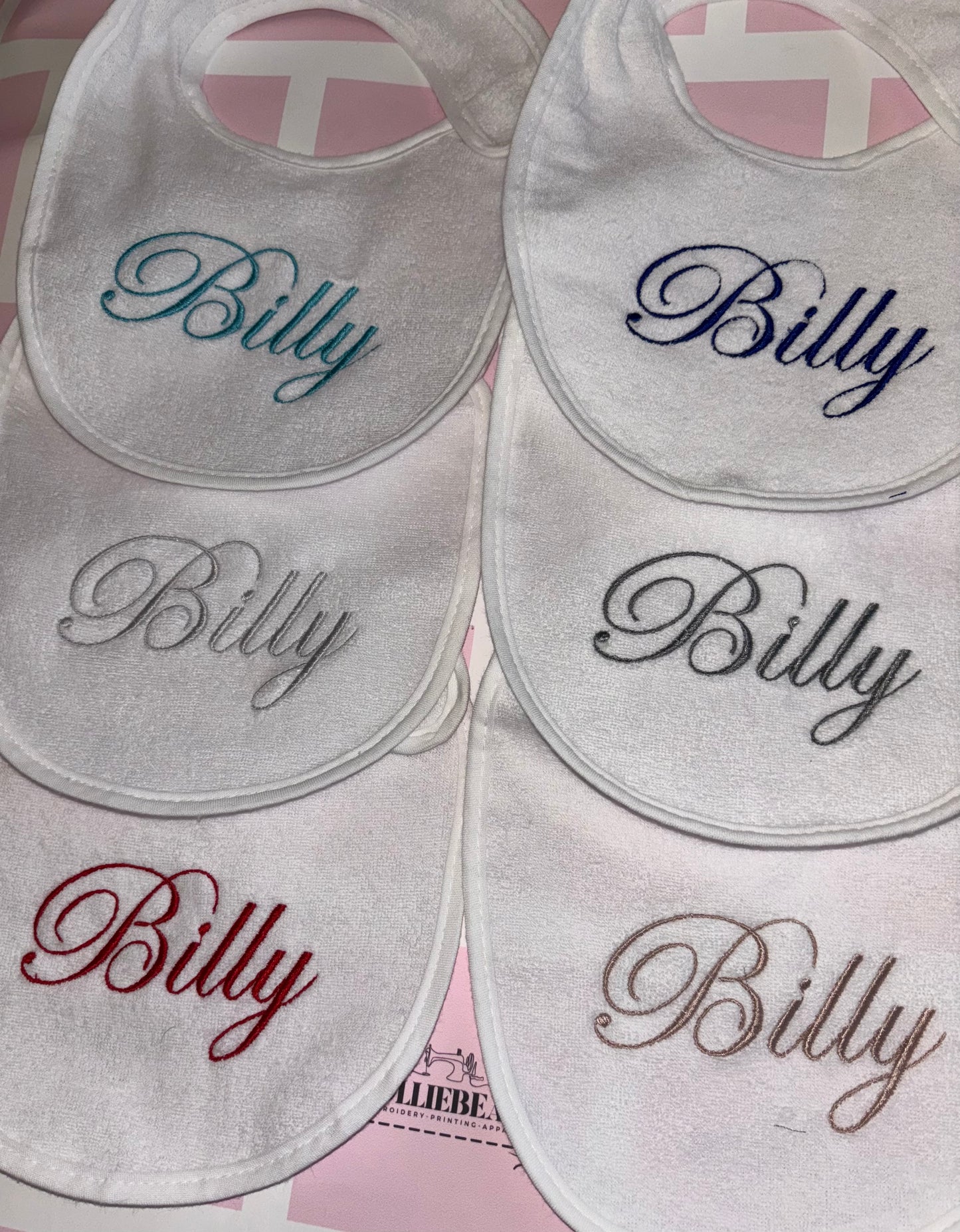 Set of 6 - Personalised Plastic Back Bibs