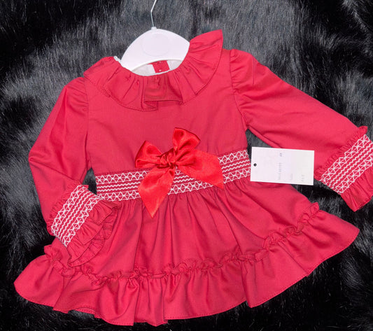 Long Sleeve Smocked Design Dress