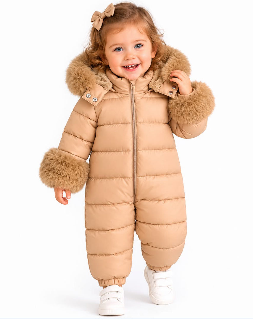 Unisex Faux Fur Hooded Snowsuit