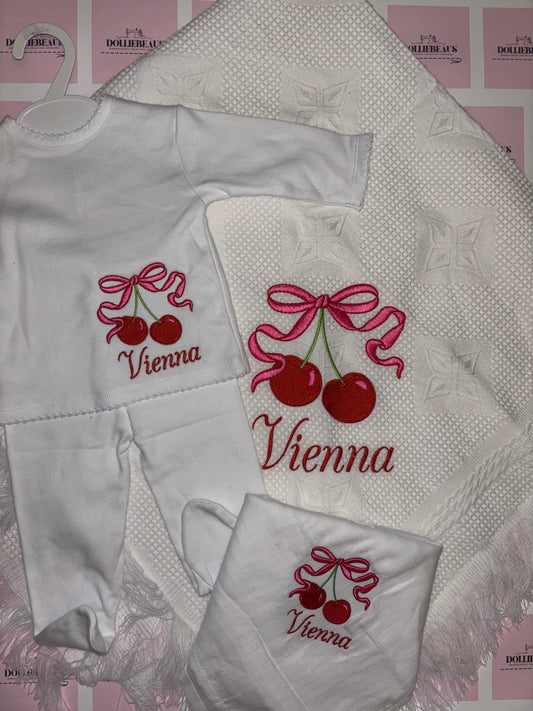 Cherry Bow 2pc Outfit Sets