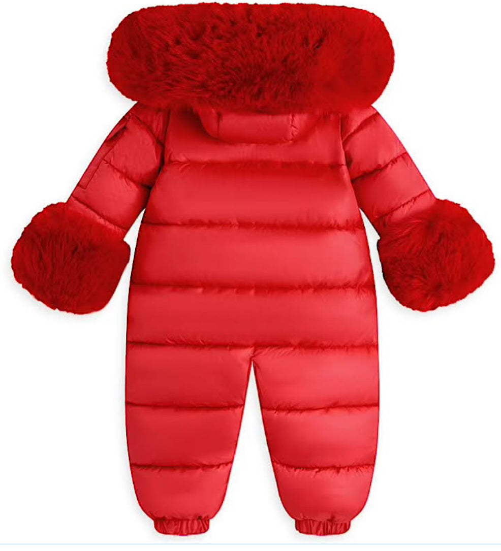 Unisex Faux Fur Hooded Snowsuit