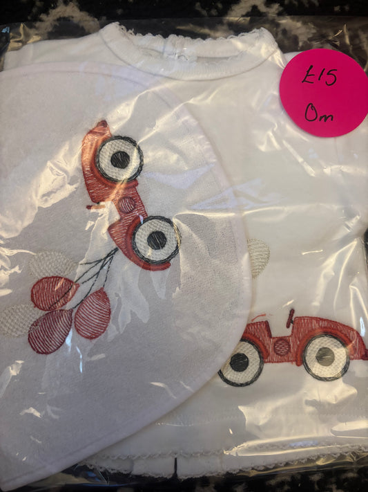 Red Car 2pc Outfit & Bib 0m