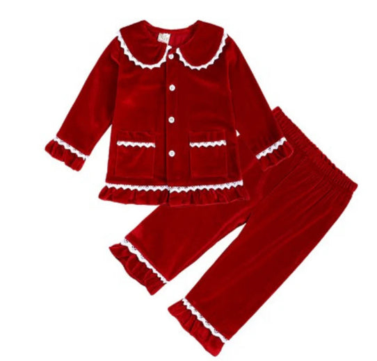 Velour Christmas Girls Evening Pyjamas - PREORDER