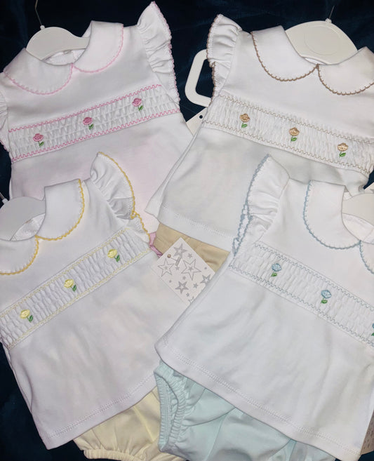 Flower Embroidered Jam Pant Sets