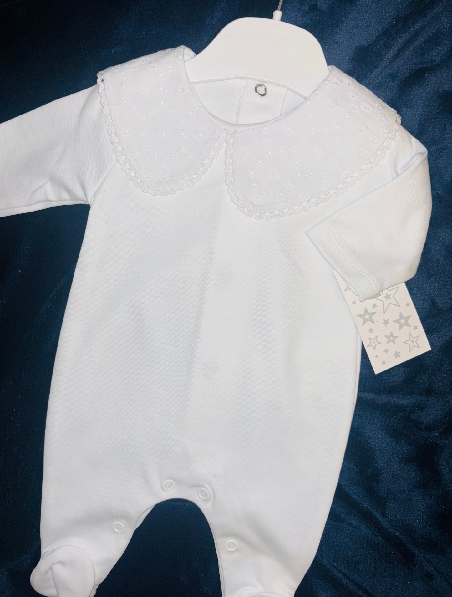 Eyelet Embroidery Collared Babygrow
