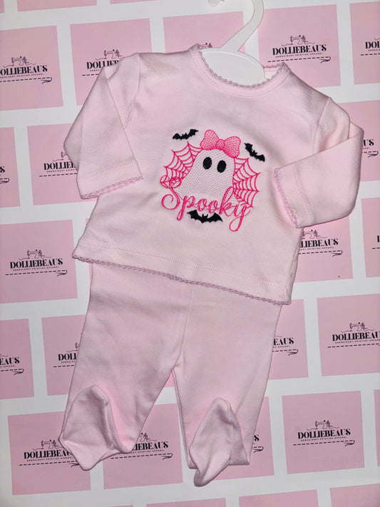 Spooky Ghost 2pc Embroidery Outfits