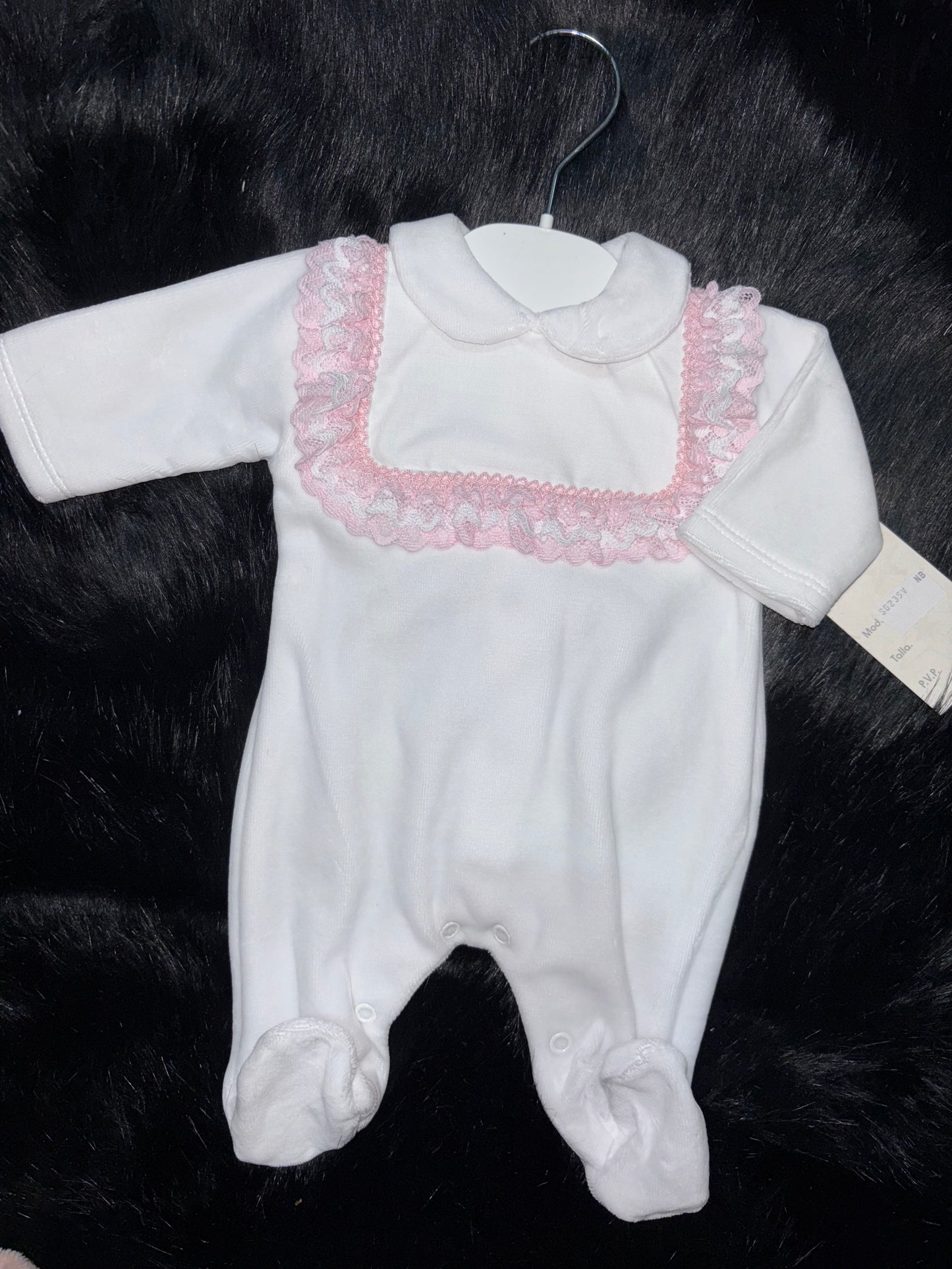 Pink Frilled Button Up Back Babygrow