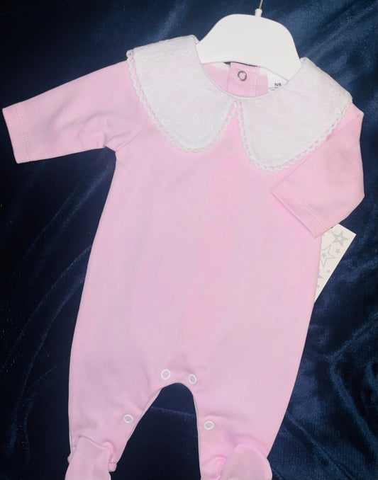 Eyelet Embroidery Collared Babygrow