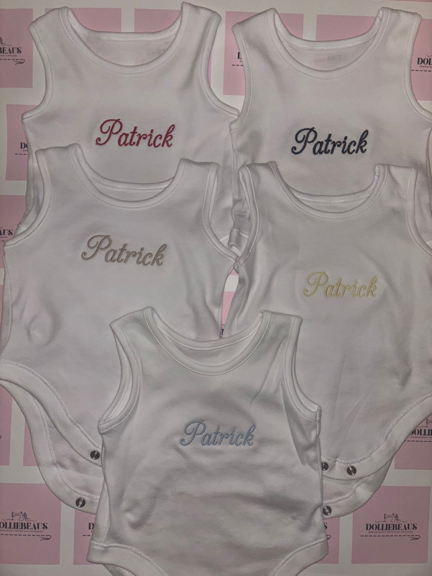 Set of 5 Personalised Name Vests - 4 styles