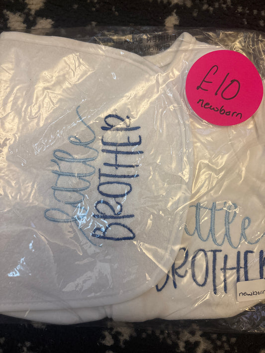 Little Brother babygrow & bib set - size newborn