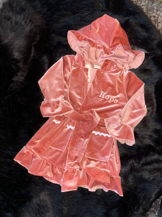 Velour Christmas Girls Evening Dressing Gowns - PREORDER