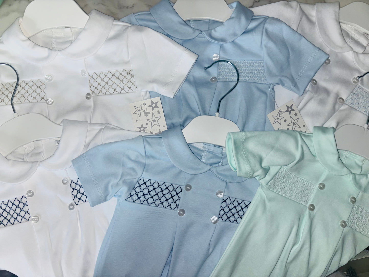 Round Collar Romper with Skock Detailing