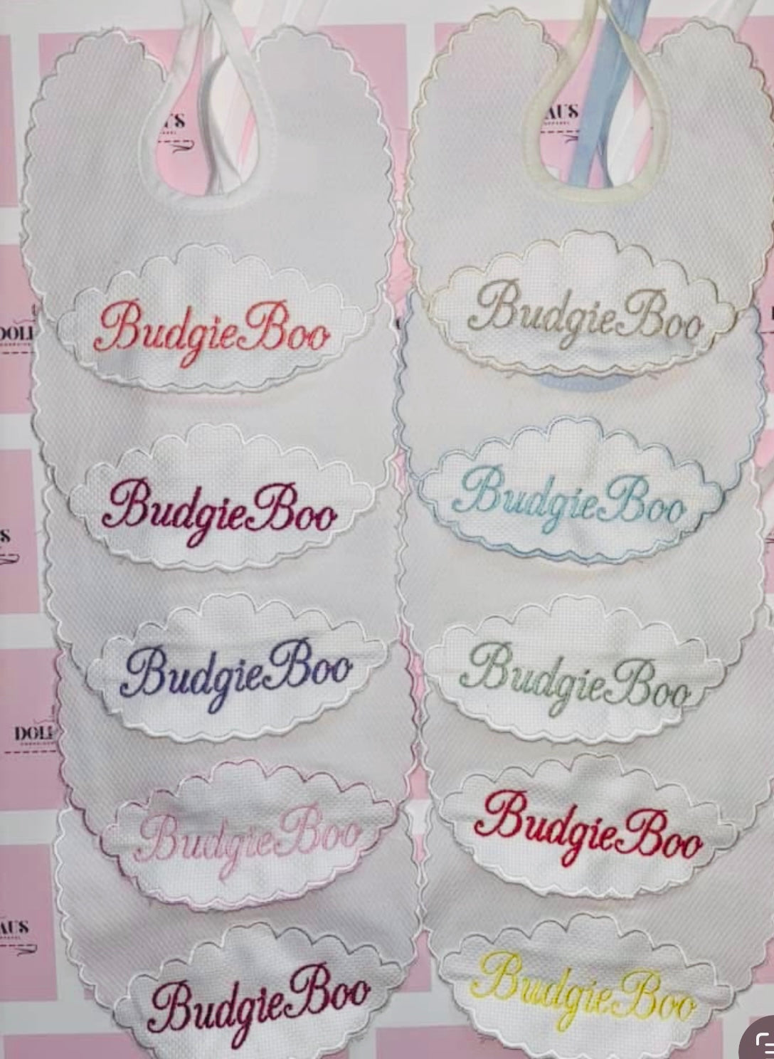 Set of 6 - Personalised Scalloped Bibs