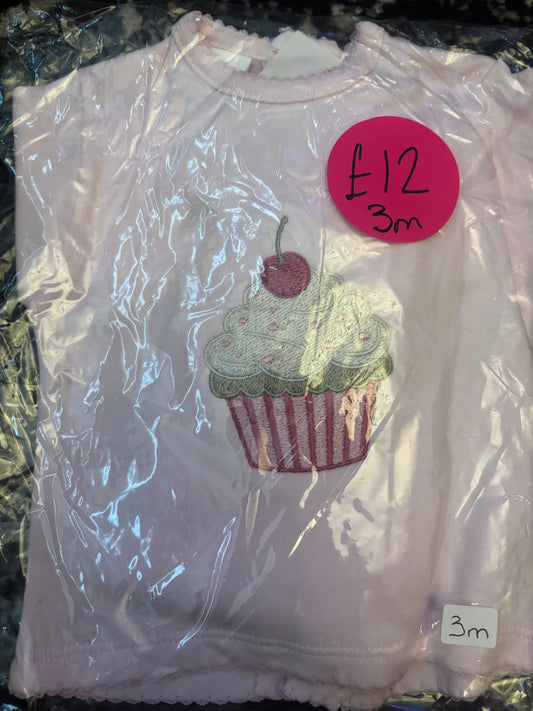 Pink 2pc Set with Cupcake 3m