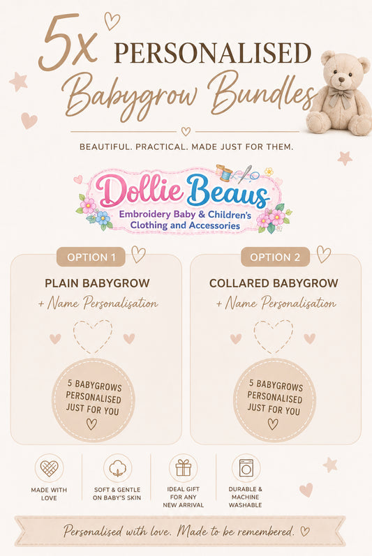 5x Personalised Babygrow Bundles