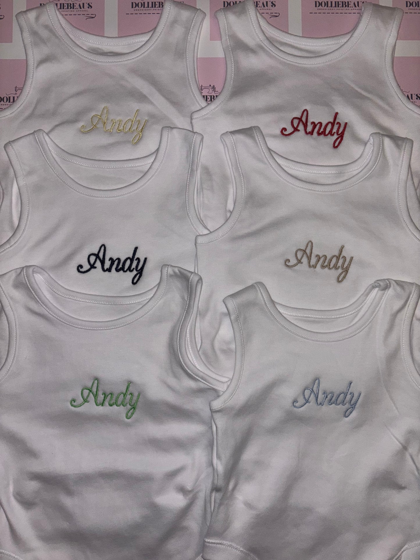 Set of 5 Personalised Name Vests - 4 styles