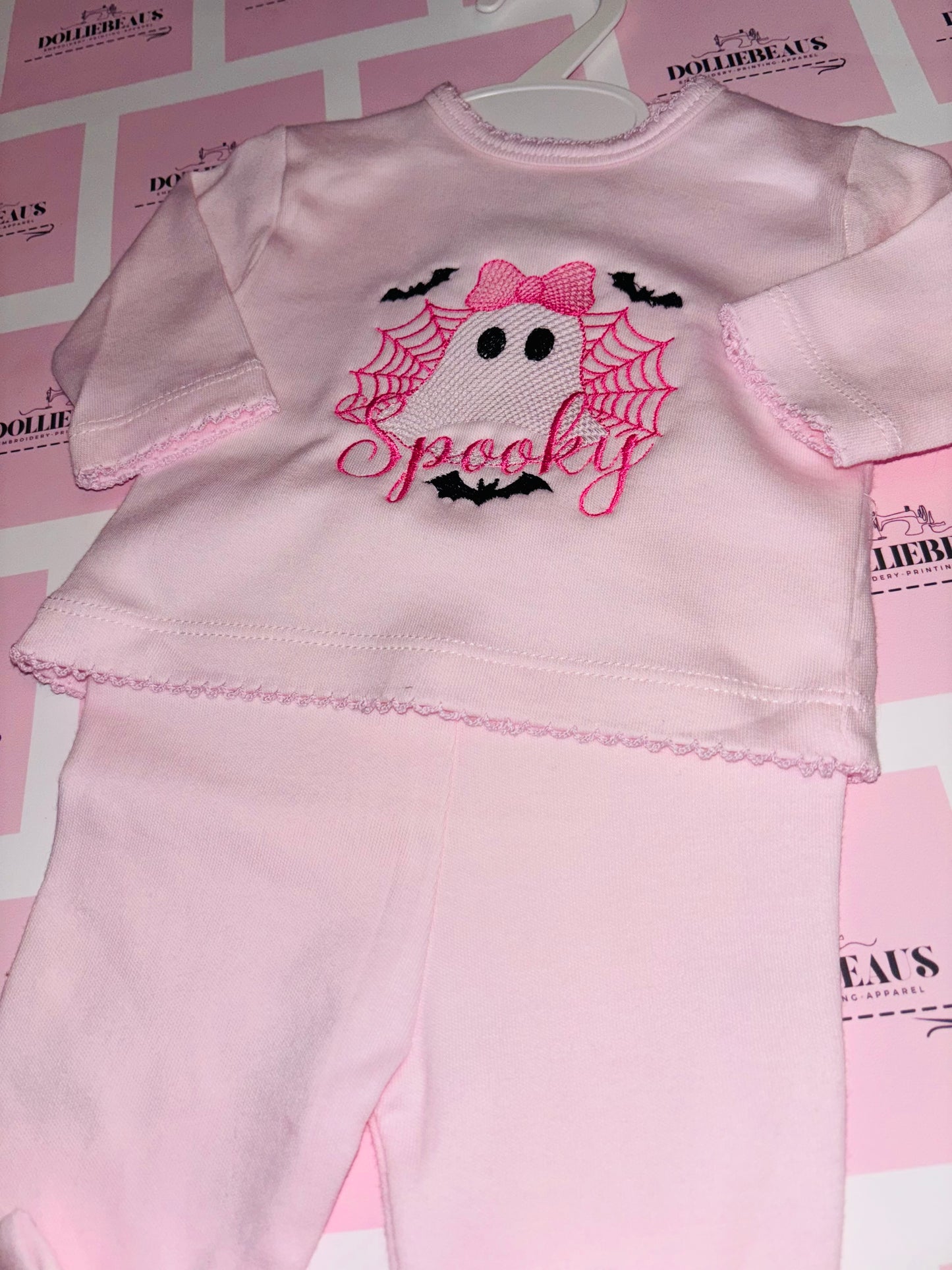 Spooky Ghost 2pc Embroidery Outfits