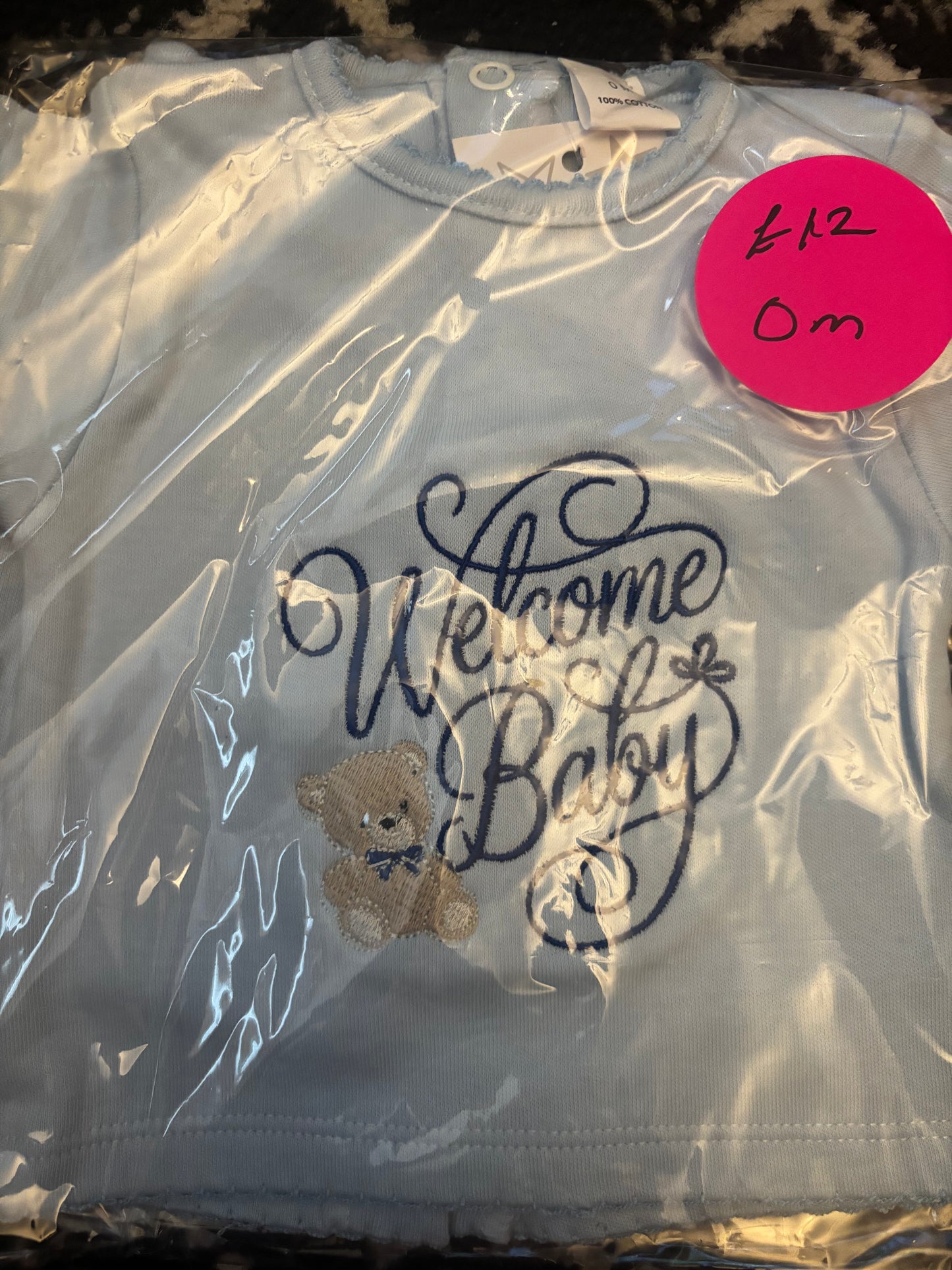 Blue 2pc Outfit with Welcome Baby Design 0M