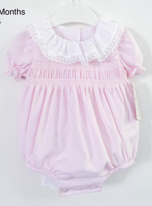 Pink Romper with Frill Collar