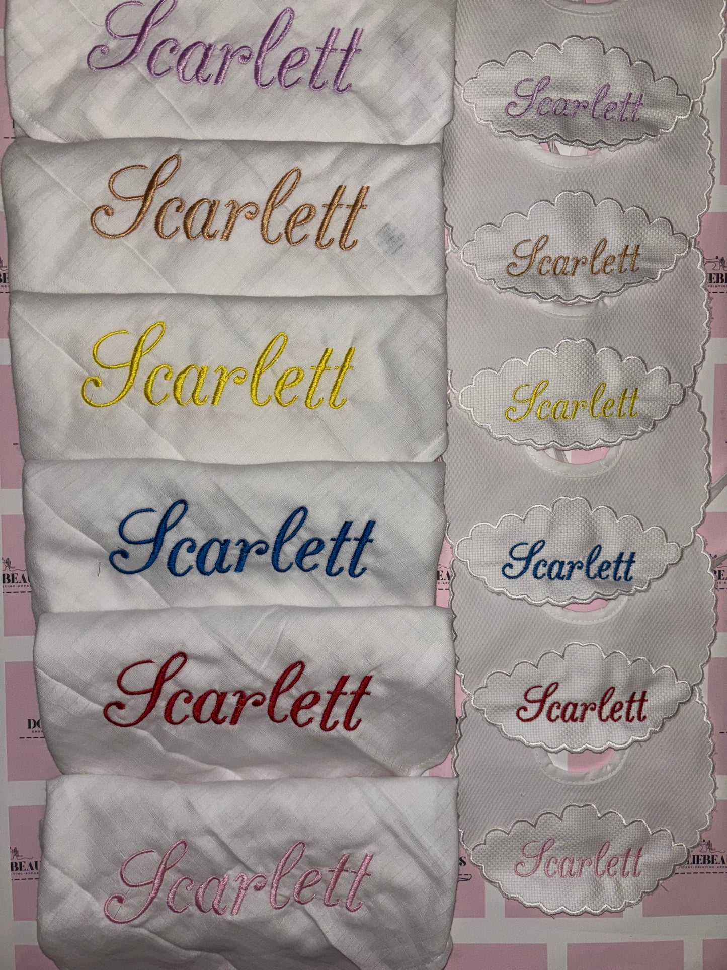 Dollie Beaus Personalised Bibs & Muslins - Set of 4