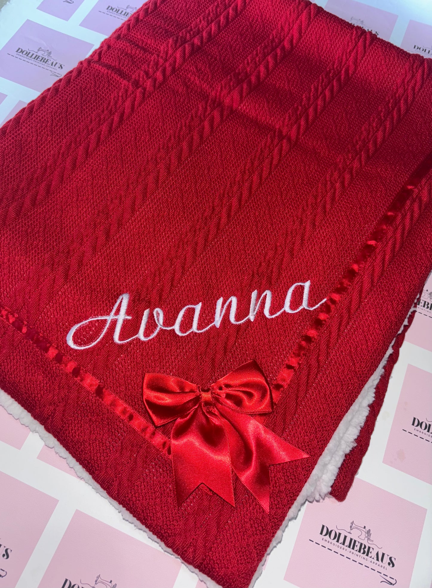 Personalised Bow Cable Twist Blanket