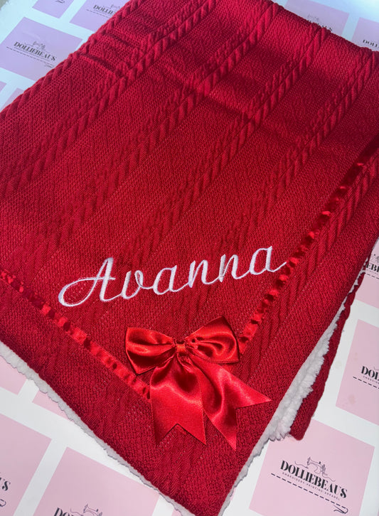 Personalised Bow Cable Twist Blanket