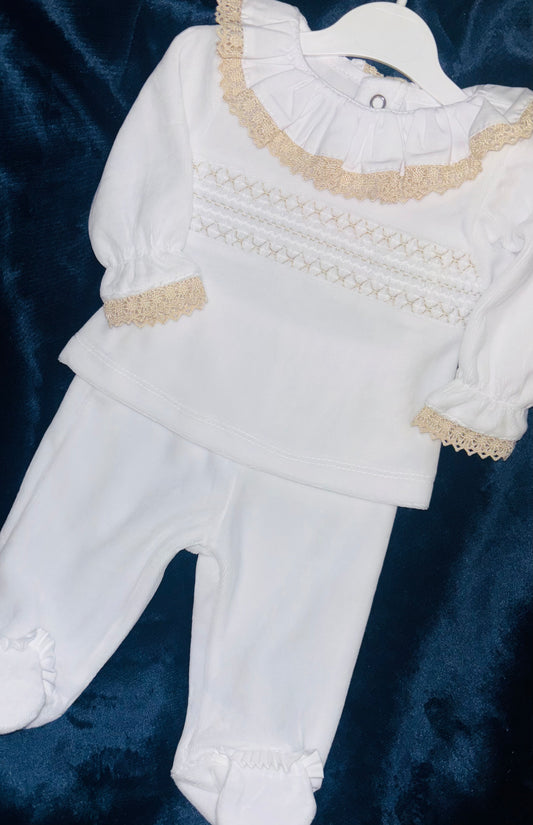 Velour 2pc Set with Smocking
