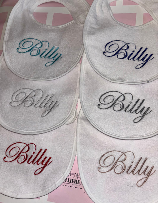 Set of 6 - Personalised Plastic Back Bibs