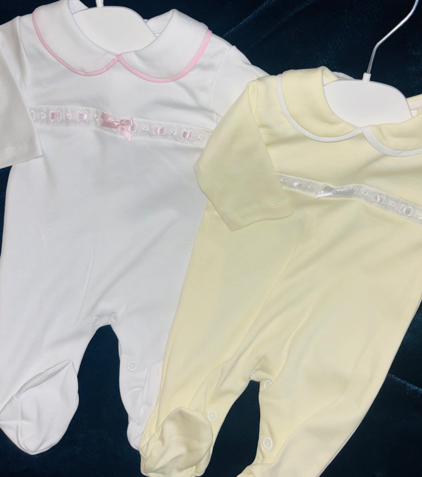 Baby Girls Ribbon and Lace Babygrow